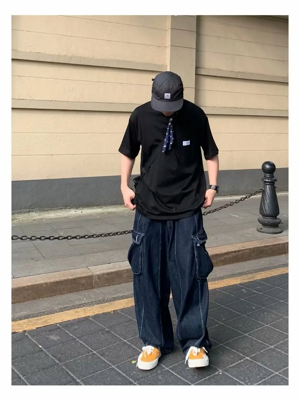 Bonsir Baggy Cargo Jeans big pocket Trousers Male Denim Pants Wide Leg Pant women's Jeans Loose Casual Streetwear Hip Hop Harajuku