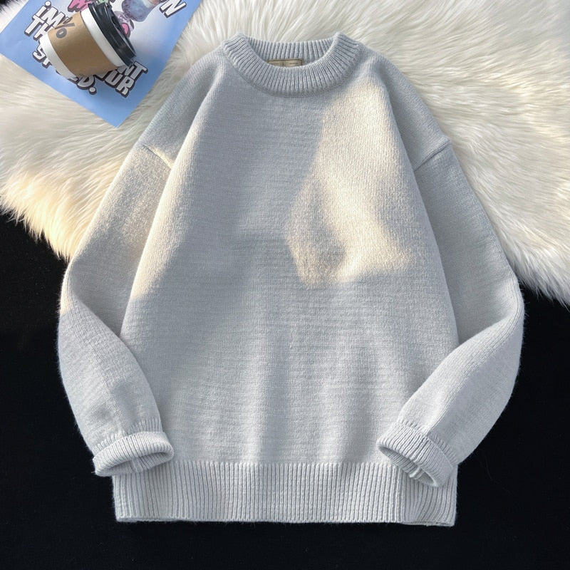 sanyamk Mens Solid Harajuku Warm Knitted Sweaters Pullover Men Vintage 15 Colors Winter Sweater Male Japanese Wool Sweater