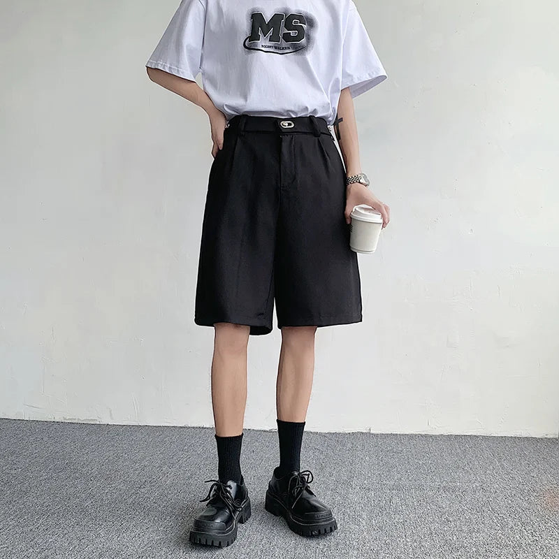 sanyamk - Summer Suit Shorts Men Fashion Social Mens Dress Shorts Korean Business Casual Black Shorts Mens Office Formal Shorts M-2XL