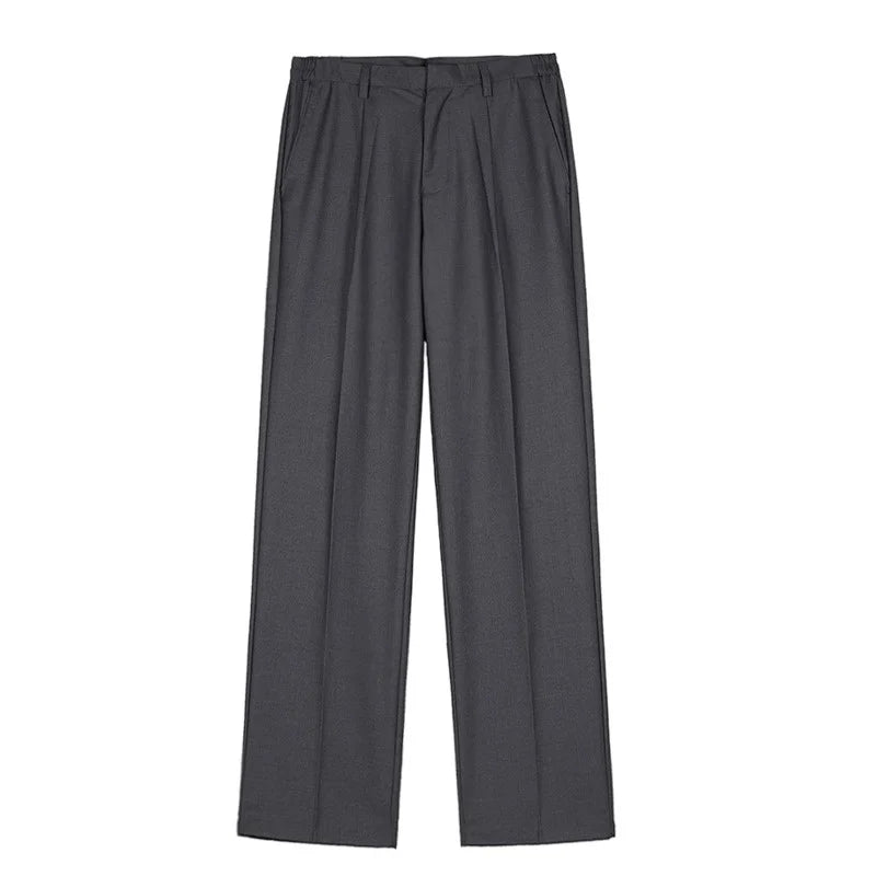 sanyamk - Korean Menswear Style Fashion Trousers Men's Spring New Loose Straight Wide Leg Long Solid Color Suit Pants Male Tide