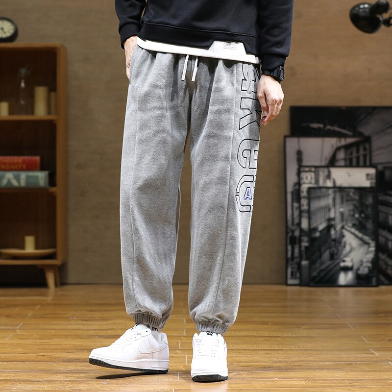 sanyamk Spring Autumn Letter Harem Pants Men casual pants Hip Hop Streetwear Black Grey Loose Sweatpants Jogger Plus Size Baggy Trouser