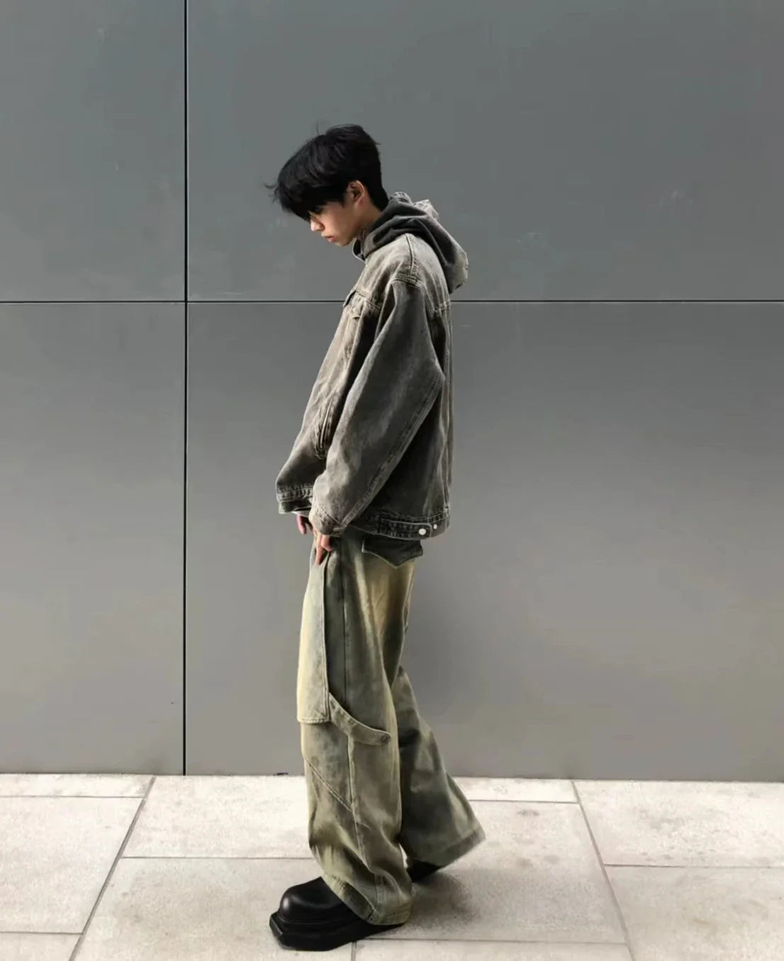 sanyamk American High Street Variable Trouser Shape Micro Flare Jeans Men's High Waist Loose Draping Wide Leg Floor Dragging Long Pants