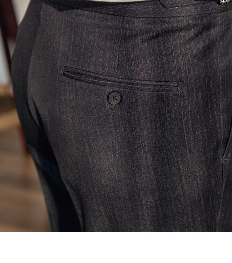 sanyamk High Waist Business Dress Pants Men Ankle Length Office Social Slim Fit Suit Pant Classic Streetwear Trousers Pantalones Hombre