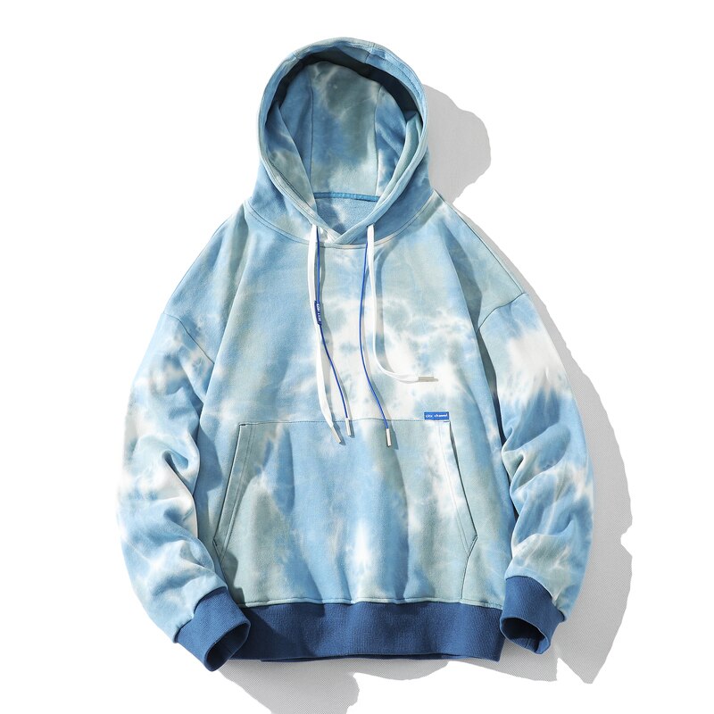 Bonsir New Tie-dye Printed Hooded Hoodies Men Quality Loose Casual Sweatshirts Jogger Drawstring Pullovers Spring Autumn Winter