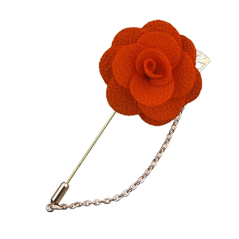 Korean Bridegroom Wedding Brooches Cloth Art Hand-made Rose Flower Brooch Lapel Pin Badge Tassel Chain Men's Suit Accessories