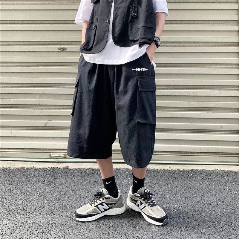 Bonsir Men Harajuku Cargo Pants New Mens Summer Sports Joggers Pants Male Streetwear Big Pockets Sweatpants Fashions Black/Khaki