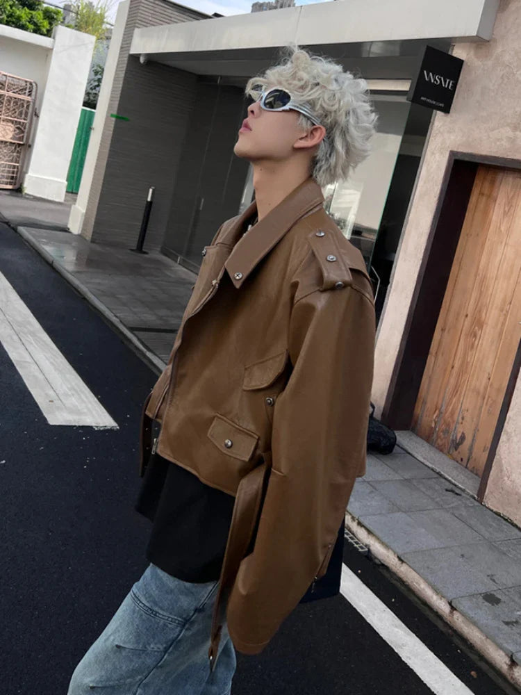 sanyamk Autumn Jackets Men Rivet Design Cropped Stylish Teenagers Vitality Handsome Korean Style Daily Streetwear Cozy Windbreaker Ins