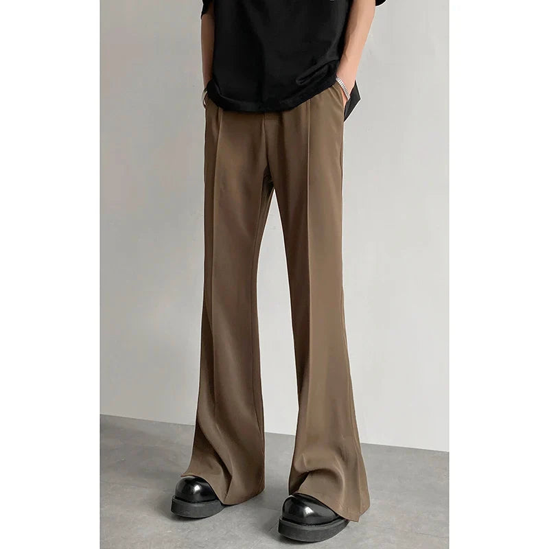 sanyamk Brown Black Suit Pants Men Fashion Social Mens Dress Pants Korean Loose Straight Casual Flared Pants Mens Office Formal Trousers
