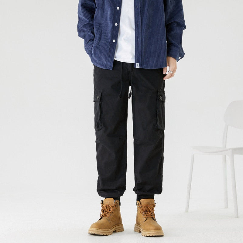 Bonsir Vintage Classic Cargo Pants for Men Black Khaki Green Brown Trousers Male Casual Japanese Streetwear Summer Large Size