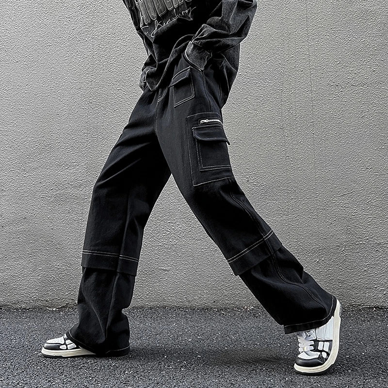 sanyamk - Hip Hop Tooling Pants Men Multi Pockets Cargo Pants Trousers Women Mens Streetwear Casual Pants Straight Loose Joggers Overalls
