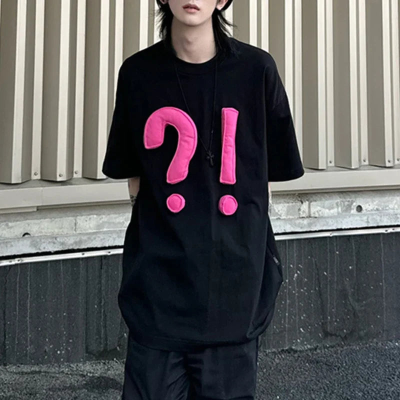sanyamk - Men's T-shirts Casual Splicing Contrast Color Symbol Design Short Sleeve Loose Male Clothing New Summer Chic 2024 9C6600
