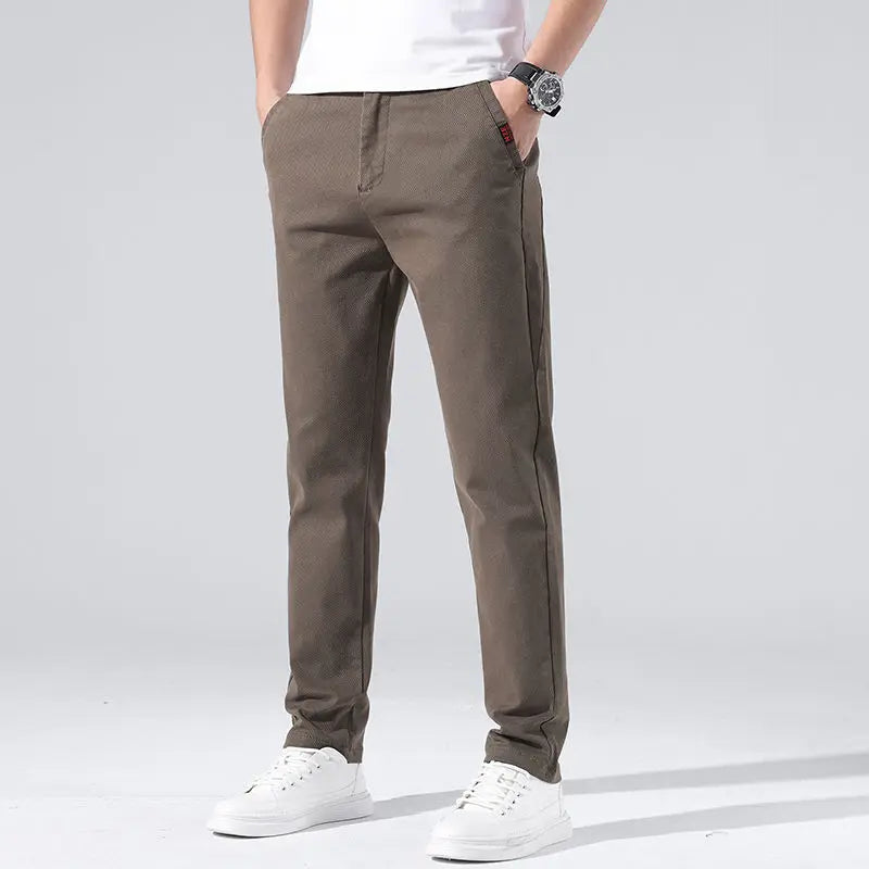 sanyamk Brand Cotton Slim Suit Pants Formal Business Men Elastic Waist Solid Color Long Casual Pant Male Slacks Trousers A316