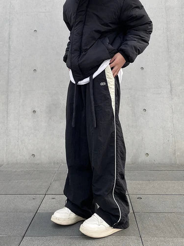 Bonsir Baggy Pants for Men Parachute Vintage Oversize Joggers Harajuku Streetwear Sweatpants Black Wide Leg Trousers Male