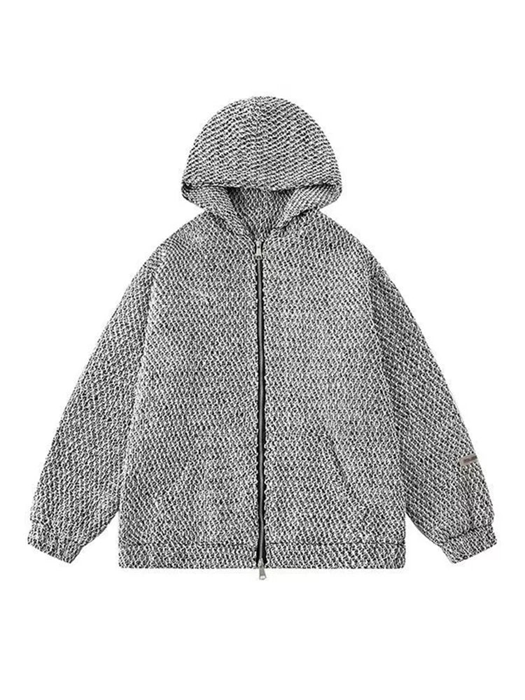 sanyamk - Y2K Cardigan Hooded Sweatshirts Men Hoodies Coat Male Spring Autumn Harajuku Zipper Jacket Streetwear Hip Hop