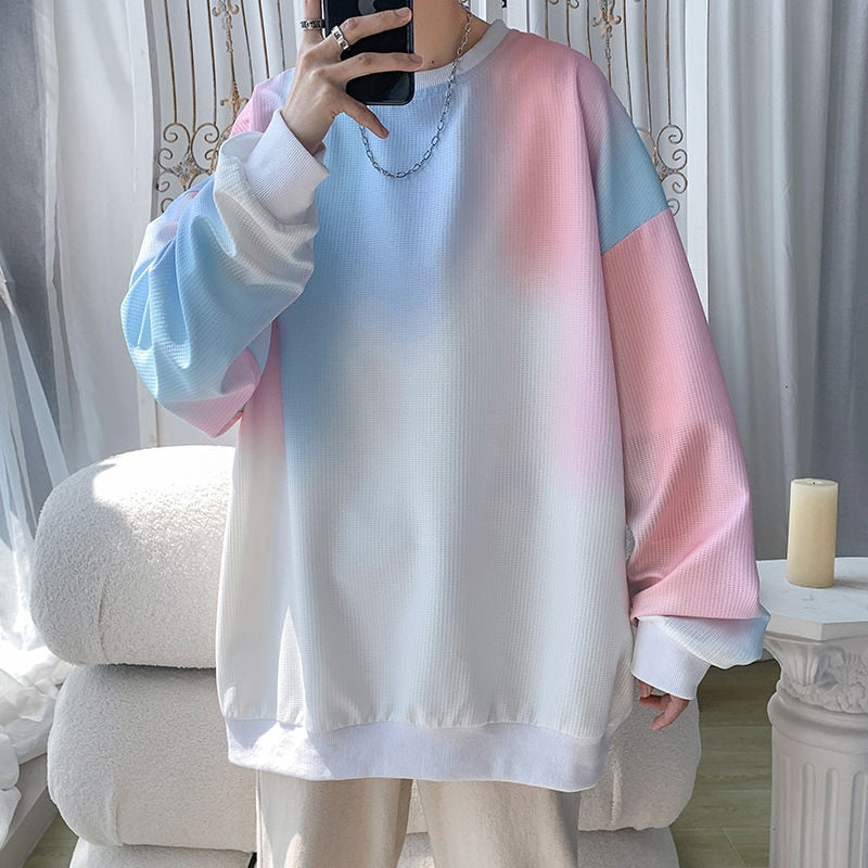 Bonsir Autumn Tie Dye Hoodie Men Fashion Casual O-neck Sweatshirt Men Streetwear Loose Hip Hop Pullover Hoodies Mens Hoody M-5XL