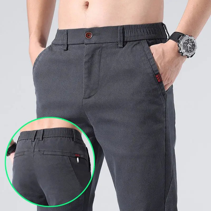 sanyamk Brand Cotton Slim Suit Pants Formal Business Men Elastic Waist Solid Color Long Casual Pant Male Slacks Trousers A316