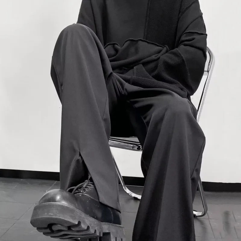 sanyamk Black Suit Pants Men Plus Size Social Mens Dress Pants Korean Loose Straight Casual Pants Mens Office Formal Trousers M-5XL