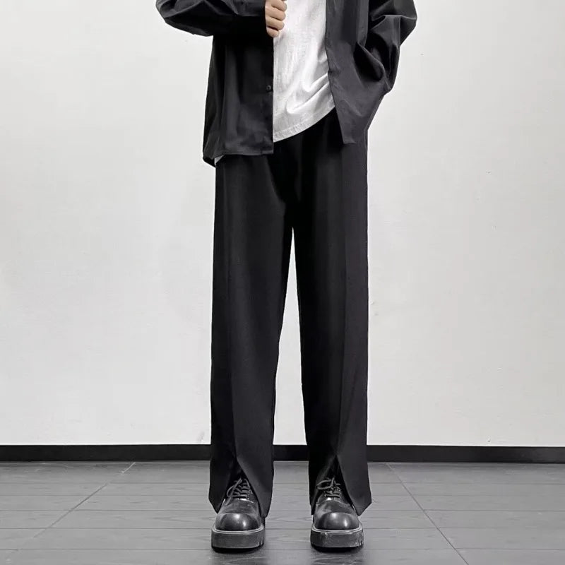 sanyamk Black Suit Pants Men Plus Size Social Mens Dress Pants Korean Loose Straight Casual Pants Mens Office Formal Trousers M-5XL