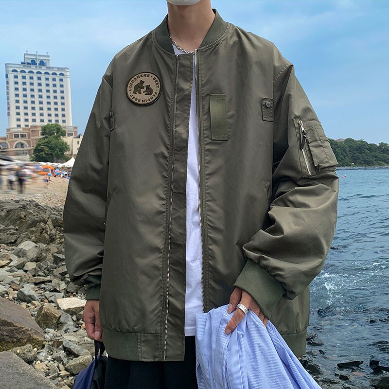 Bonsir Large Size Men's Fashion Bomber Jackets Autumn New Male Loose Coats Harajuku Unisex Outerwear Brand Clothing