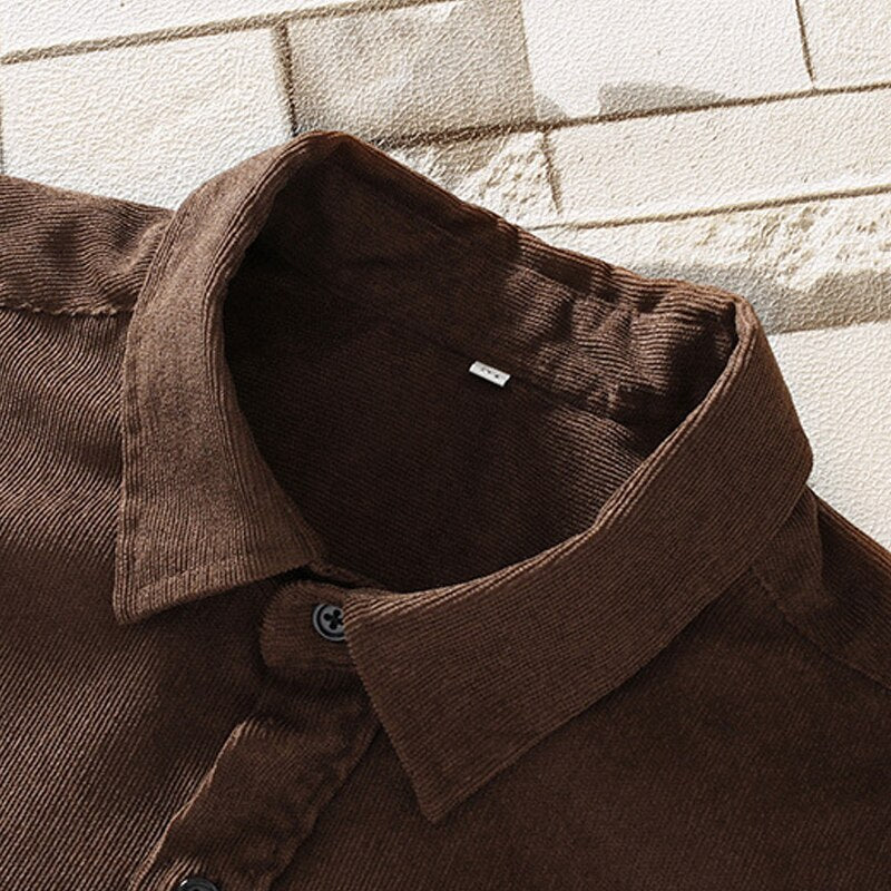 Bonsir Autumn Mens Cotton Shirts Turn-down Collar Button-down Cardigan Tops Men Casual Long Sleeve Shirt Fall Mens Clothes Fashion