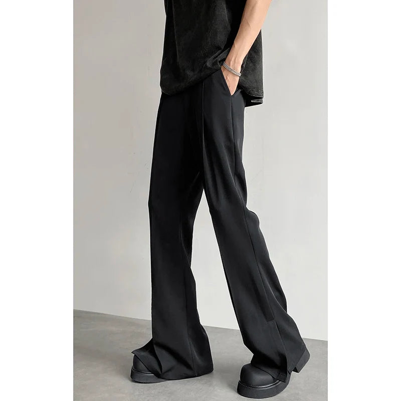 sanyamk Brown Black Suit Pants Men Fashion Social Mens Dress Pants Korean Loose Straight Casual Flared Pants Mens Office Formal Trousers