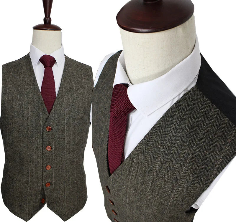 sanyamk Men Suit Custom Made Dark Green Herringbone Slim 3 Pieces Fit Wedding Business Banquet Tuxedo Jacket Vest With Pants
