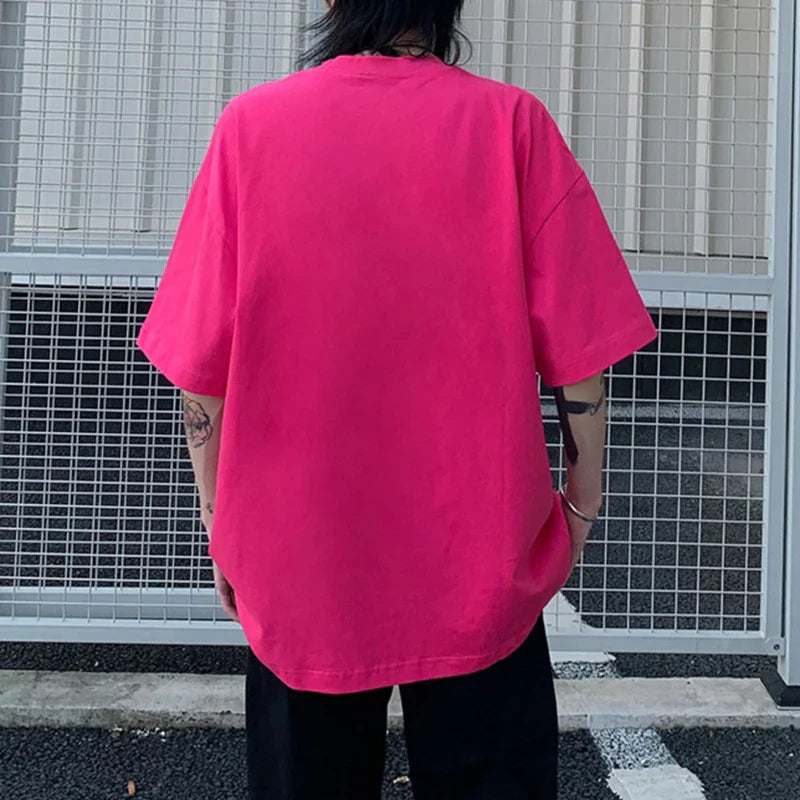 sanyamk - Men's T-shirts Casual Splicing Contrast Color Symbol Design Short Sleeve Loose Male Clothing New Summer Chic 2024 9C6600