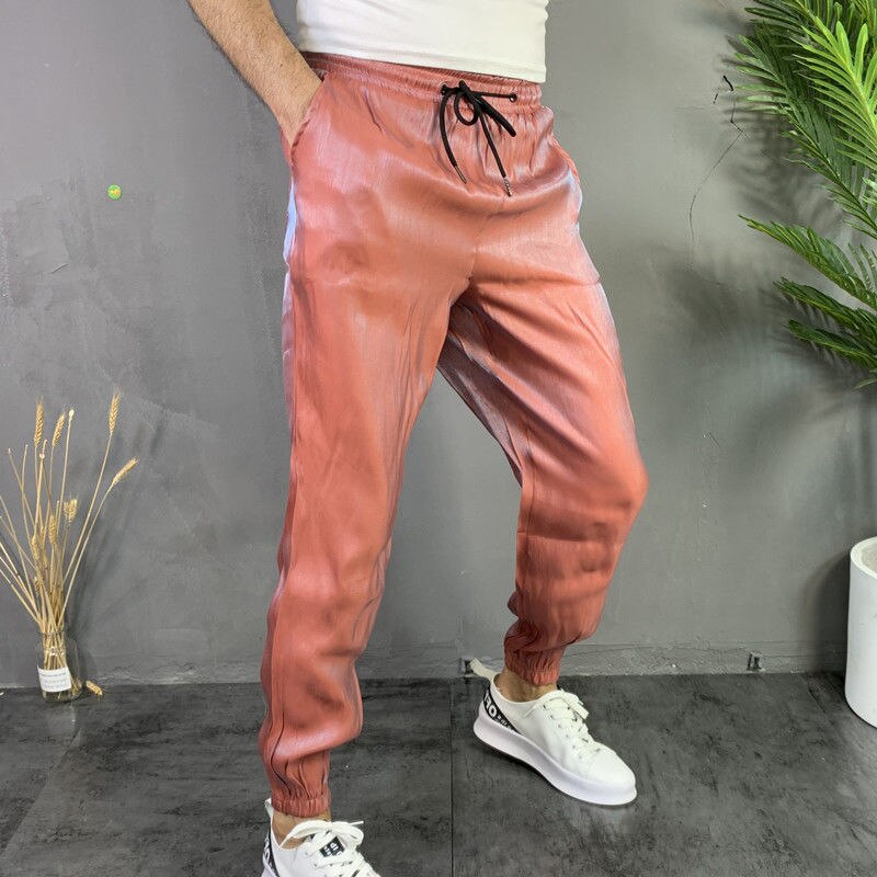Bonsir Fashion Men's Harem Pants Summer Thin Sweatpants Ins Wind Bright Side Reflective Hip-hop Trousers Streetwear Man Clothiong 5XL