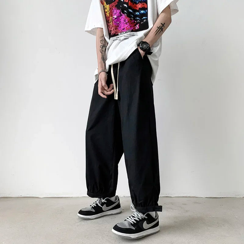 sanyamk - Mens Harem Pants Straight Streetwear Loose Ankle Length Unisex Sweatpants