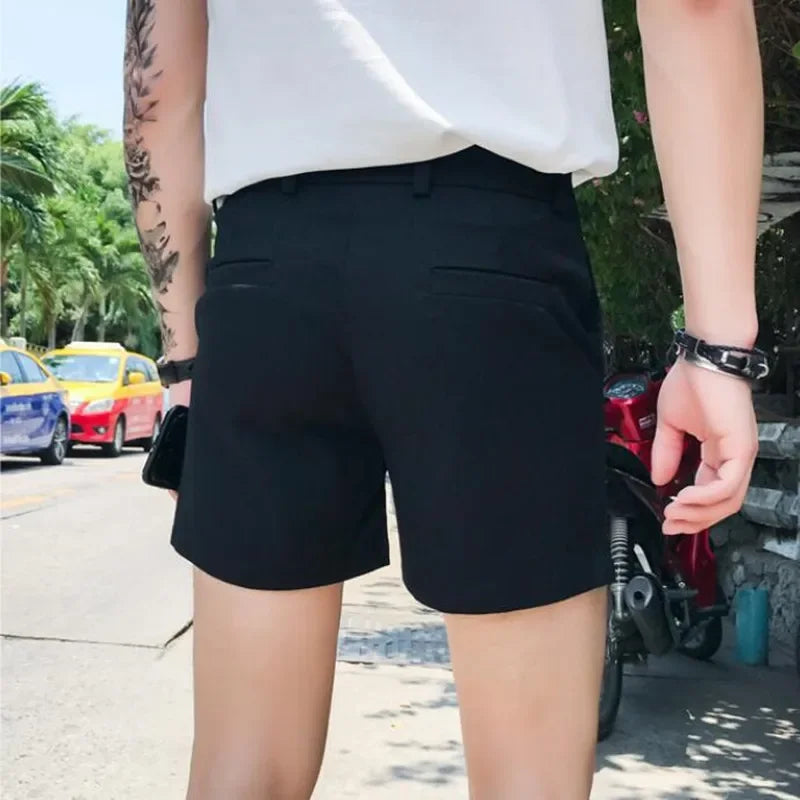 sanyamk - Summer Slim Fit Fashion Solid Straight Shorts Men Clothing Simple Match Casual Business Suit Short Homme Streetwear S-3XL