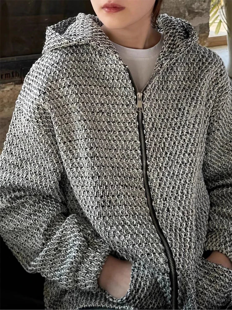 sanyamk - Y2K Cardigan Hooded Sweatshirts Men Hoodies Coat Male Spring Autumn Harajuku Zipper Jacket Streetwear Hip Hop