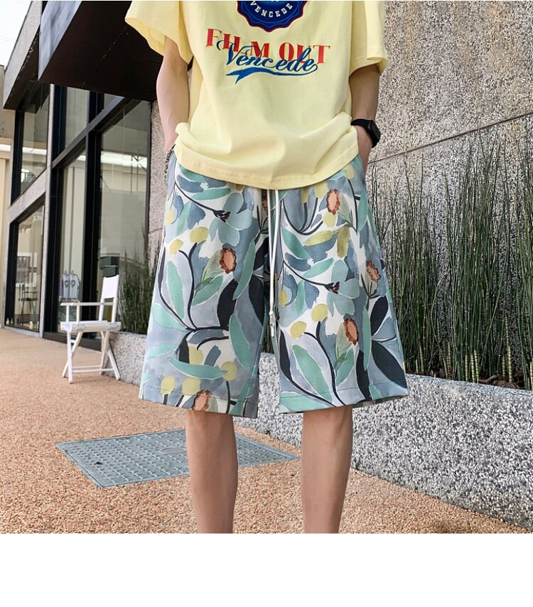 Bonsir Anime Graffiti Mens Summer Casual Shorts Neutral Fashion Hip Hop Cotton Sweat Short Pans Men's Joggers Beach Short Sweatpants