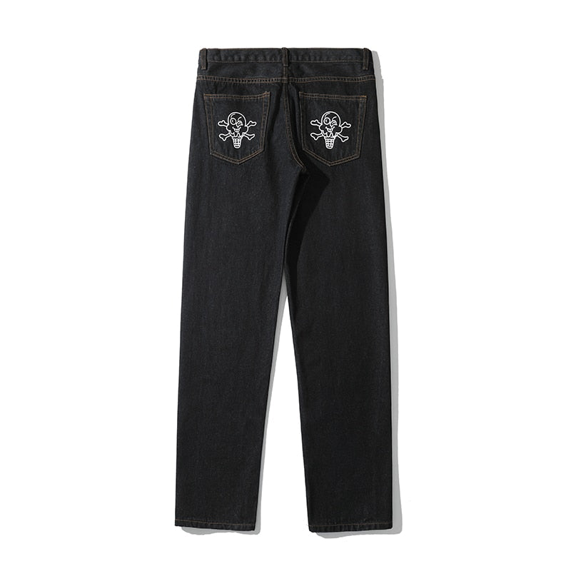 sanyamk Dog Print Straight Loose Jeans Mens Retro High Street Oversize Casual Denim Trousers Harajuku Washed Hip Hop Jean Pants
