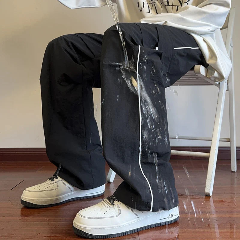 sanyamk Mens Joggers Spring Casual Loose Staight Sweatpants Elastic Waist Waterproof Trousers Hip Hop Casual Unisex Pants