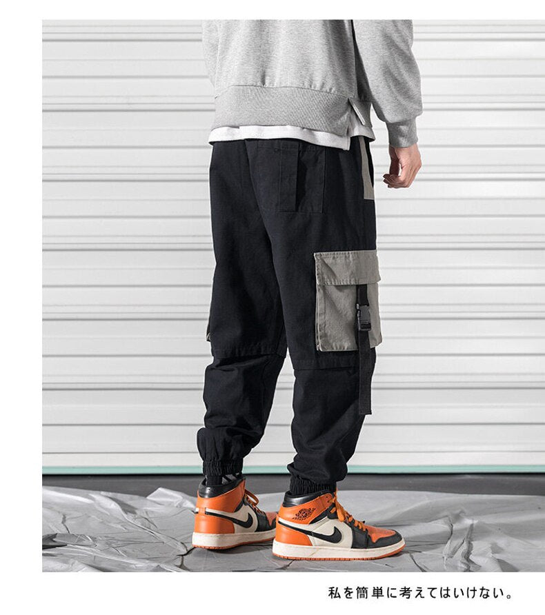sanyamk Patchwork Big Pocket Cargo PantsStreetwear Harem Pants Men Overalls Mens Baggy Harajuku Hip Hop Trousers Casual Track Pant