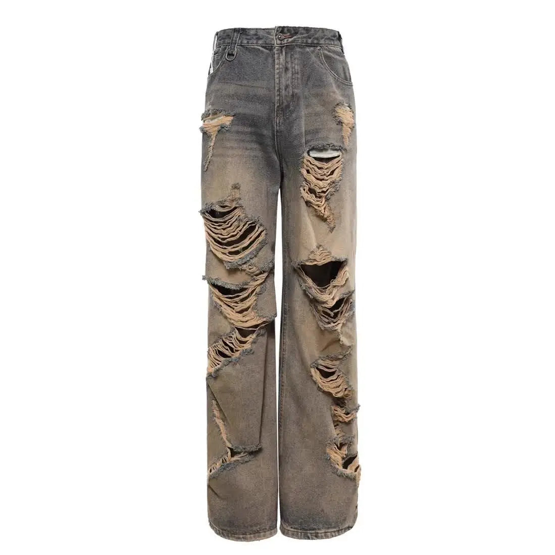sanyamk American hip-hop street loose vintage washed hole straight leg jeans for men and women trendy and personalized casual pants y2k
