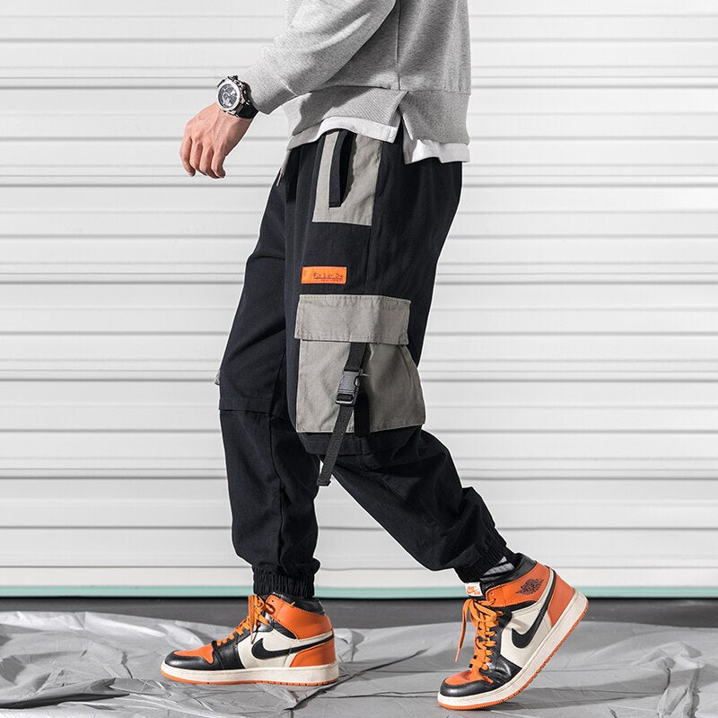 sanyamk Patchwork Big Pocket Cargo PantsStreetwear Harem Pants Men Overalls Mens Baggy Harajuku Hip Hop Trousers Casual Track Pant