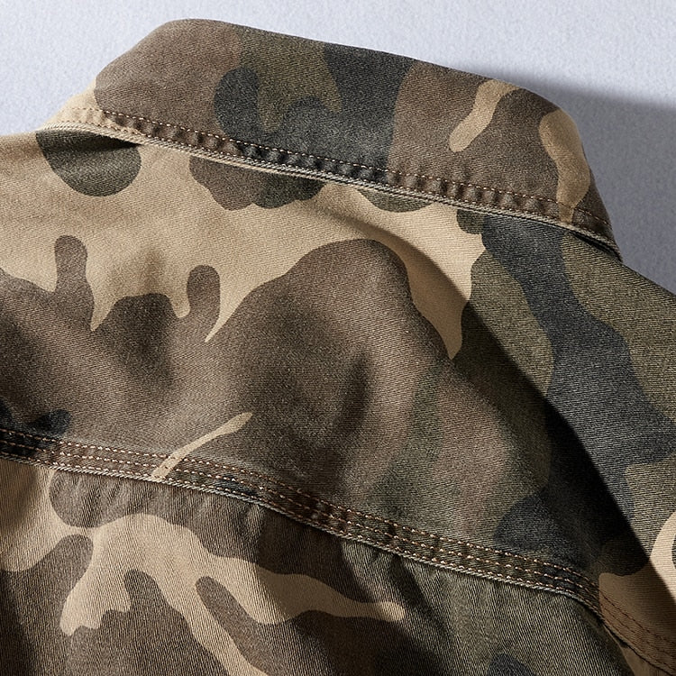 sanyamk Military Style Camouflage Shirt Men Spring Fall New Fashion Multi Pocket Cargo Blouse Vintage Casual Loose Versatile Cotton Tops