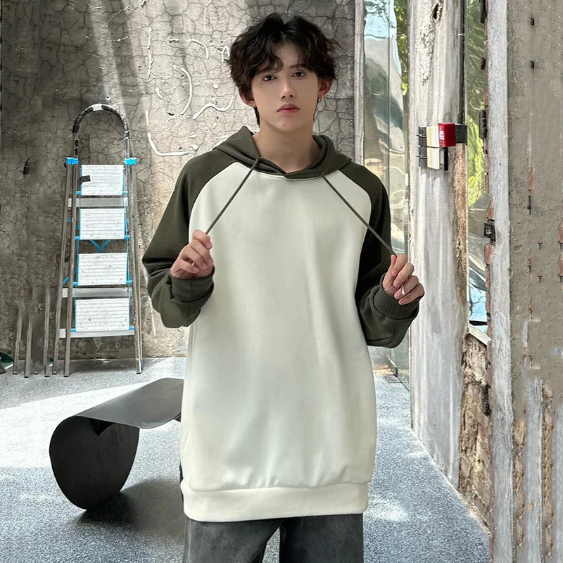 sanyamk - New Trendy Men's Hoodies Hooded Drawstring Patchwork Contrast Color Pullover Male Casual Sweatshirts Minimalist 9C7123