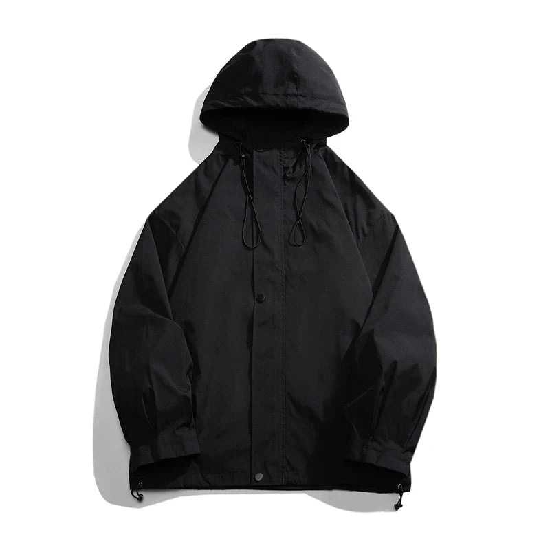 BONSIR - New Spring Men's Jackets Coat Hooded Waterproof Windbreakers Oversize Zipper Tactical Outerwear Casual College Streetwear