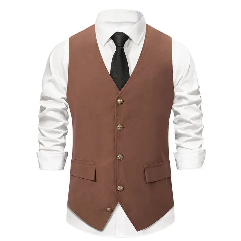 sanyamk - Men's Autumn and Winter New Suit Vest Solid Single Breasted Men's Vest