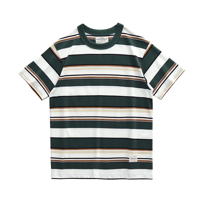 Bonsir Summer Stripe T-Shirt Men And Women Classic Streetwear Fashion Ins Trend Vintage O-Neck Cotton Youth Couple Short-Sleeved Tops