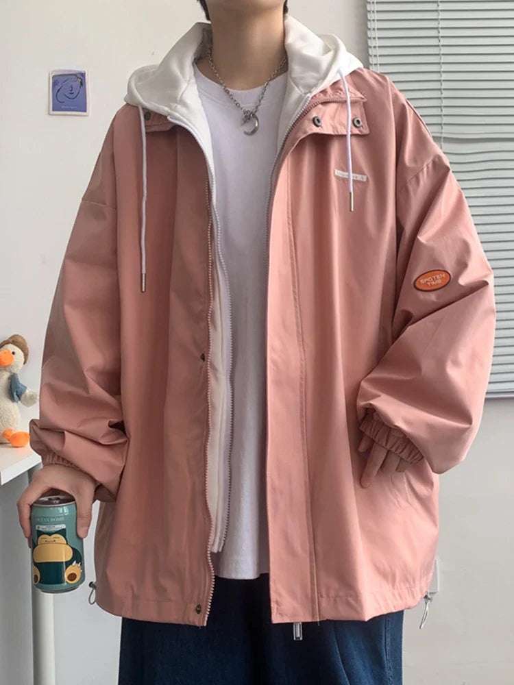 sanyamk Hooded Jackets Men Leisure Japanese Preppy Style 5 Color Daily Teenagers Streetwear Comfortable Advanced Baggy Fashion Vitality
