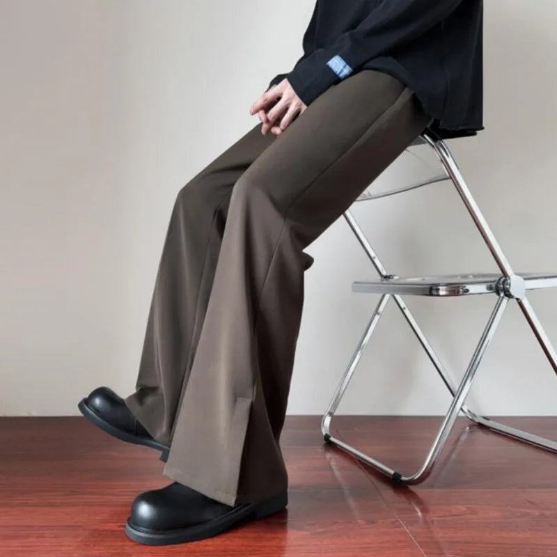 sanyamk Brown Black Suit Pants Men Slim Fit Social Mens Dress Pants Korean Loose Straight Casual Pants Mens Office Formal Trousers S-3XL