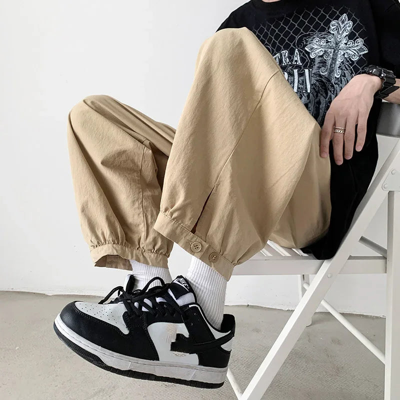sanyamk - Mens Harem Pants Straight Streetwear Loose Ankle Length Unisex Sweatpants