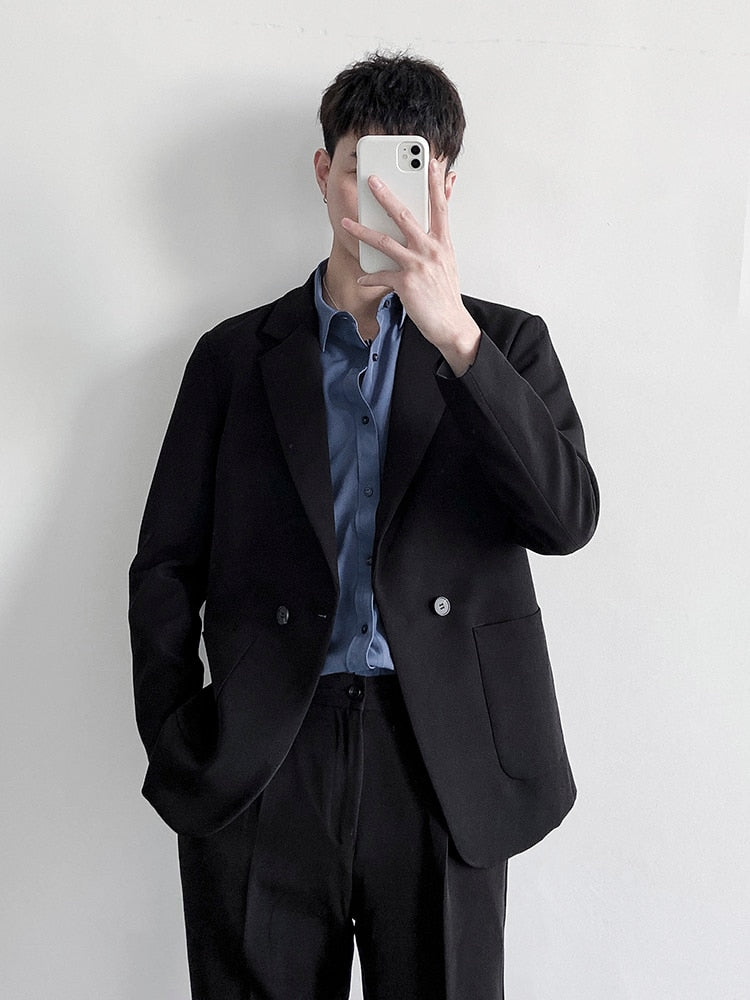 sanyamk Korean Men's Youth Casual Suit Jackets British Handsome Single Western-style Clothes Fashion Trend Black 3 Color Coats