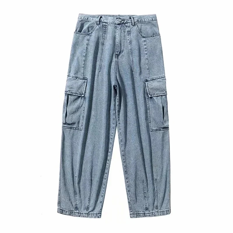 sanyamk Baggy Jeans Trousers Male Denim Pants Black Wide Leg Pants Men's Jeans Oversize Cargo Korean Streetwear Hip Hop Harajuku
