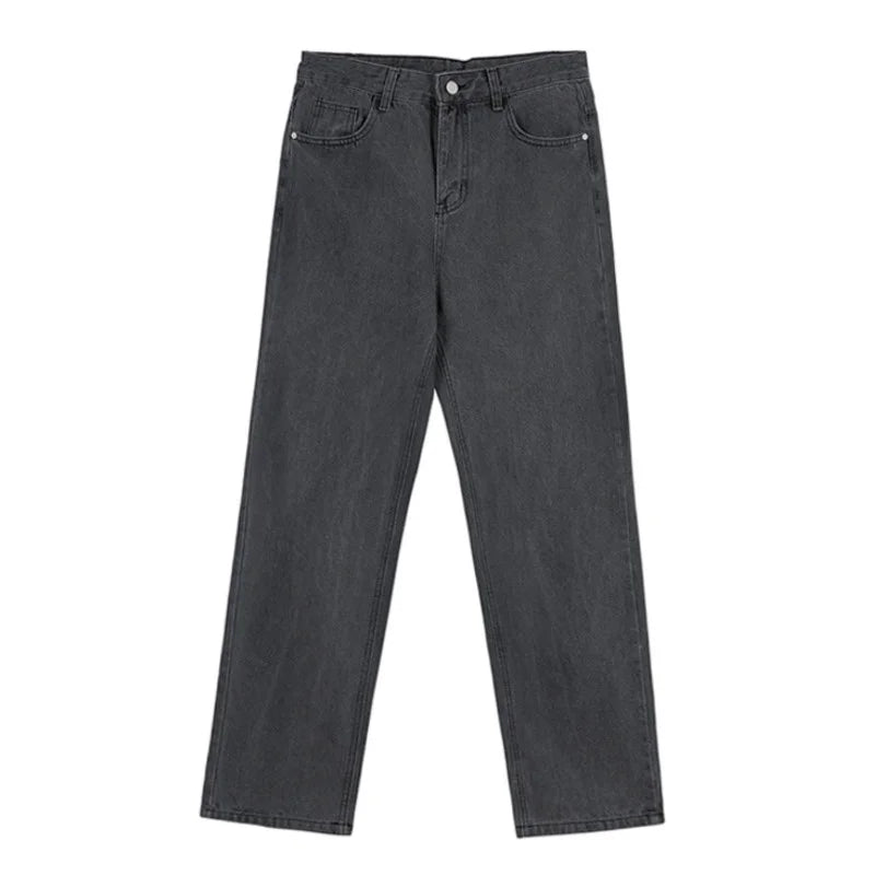 sanyamk - Dark Men's Grey Jeans Men's Autumn Korean Loose Trend Straight Leg Wide Leg Pants Trend Casual Floor Long Pants 2Y2424