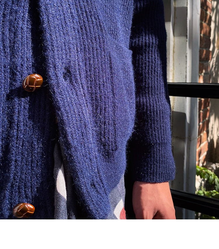 Bonsir Fall lapel Sweater Cardigan Men Knitting Pocket Sweaters Winter Warm Coat Men Single Breasted Top Cardigan Sexy Pleated Sweater