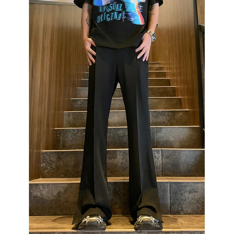 sanyamk Brown Black Baggy Suit Pants Men Fashion Social Mens Dress Pants Korean Loose Straight Flared Pants Mens Office Formal Trousers